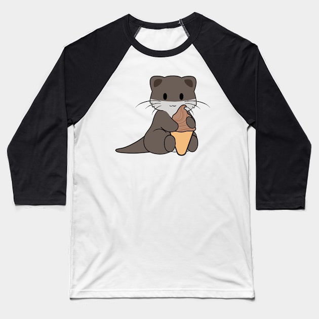 Otter Chocolate Ice Cream Baseball T-Shirt by BiscuitSnack